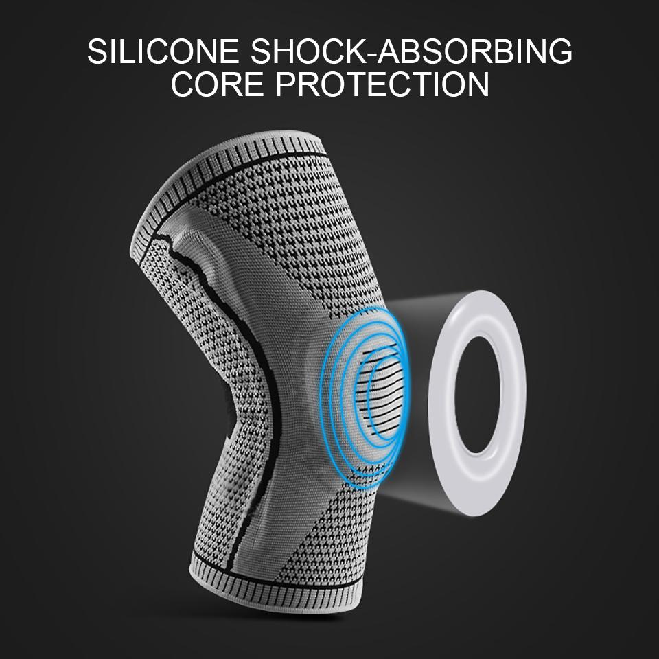 1Pcs Silicone Full Knee Brace Strap Patella Medial Support Strong Meniscus Compression Protection Sport Pads Running Basketball