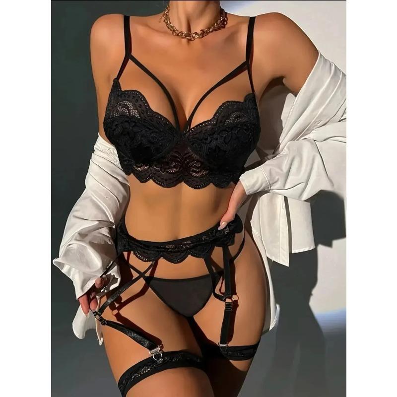 3 Pieces Erotic Sexy Lace Bra And Panty Set Underwear Transparent Bra Exotic Sets Sexy Thong Woman Fancy Sensual Luxury Lingerie