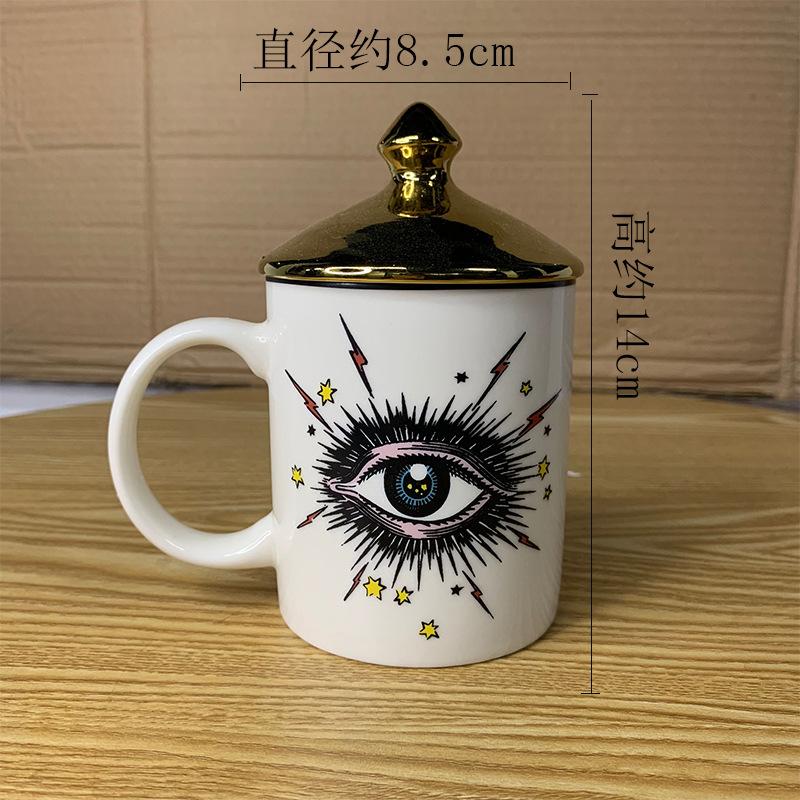 Abstract Eye Ceramic Cup Creative Abstract Coffee Cup with Lid Tableware Aromatherapy Candle Cup Candy Bottle Home Decoration