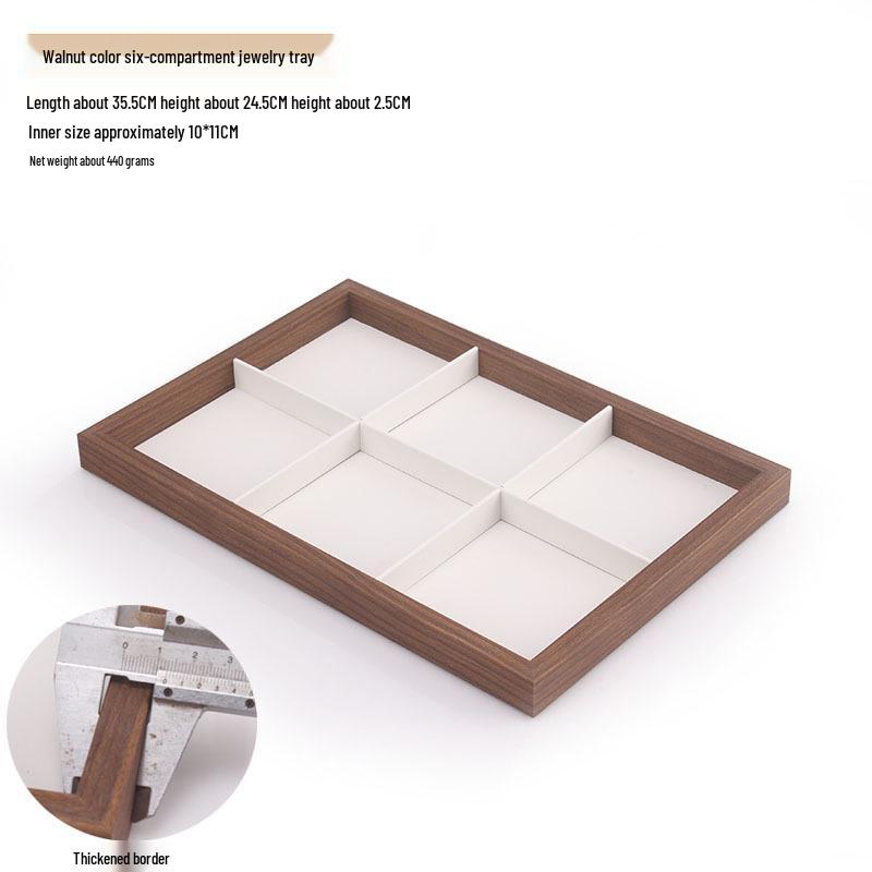 Schmuckschatulle aus Walnussholz mit weißem Leder und Deckel, staubdichte Aufbewahrung für Ohrringe, Ringe, Halsketten und Armbänder.