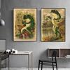 Banjo Frog Cartoon Canvas Painting Vintage Animals Posters and Prints Funny Nursery Wall Art Picture for Living Room Home Decor