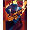 Vintage Jazzmusiker Saxophon Violine Poster und Drucke Leinwandmalerei Wandkunst Bilder Modernes Café Bar Heimdekor Geschenk