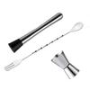 Long Handle Spoon Bar Tool Set Stainless Steel Cocktail Shaker Set Cocktail Muddler Set  Home