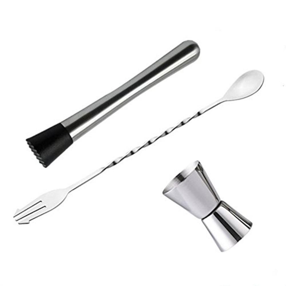 Long Handle Spoon Bar Tool Set Stainless Steel Cocktail Shaker Set Cocktail Muddler Set Home