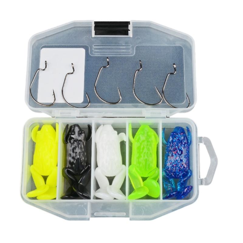 

5pcs Topwater Frogs Lures Swimbait Fishing Lures with Hook 6cm/8cm Ray Frogs Crankbait Lures Soft Baits 6cm