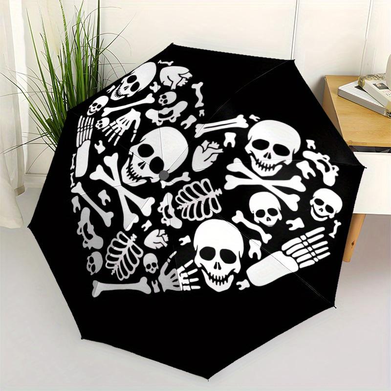 1pc Skeleton Heart Automatic Open 8-Rib Windproof Umbrella, Travel & Commuting, Suitable for All Seasons
