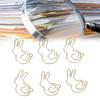 50 Pcs Rabbit Shaped Paper Clip Creative Cute Cartoon Animal Golden Page Marker File Note Clips for 