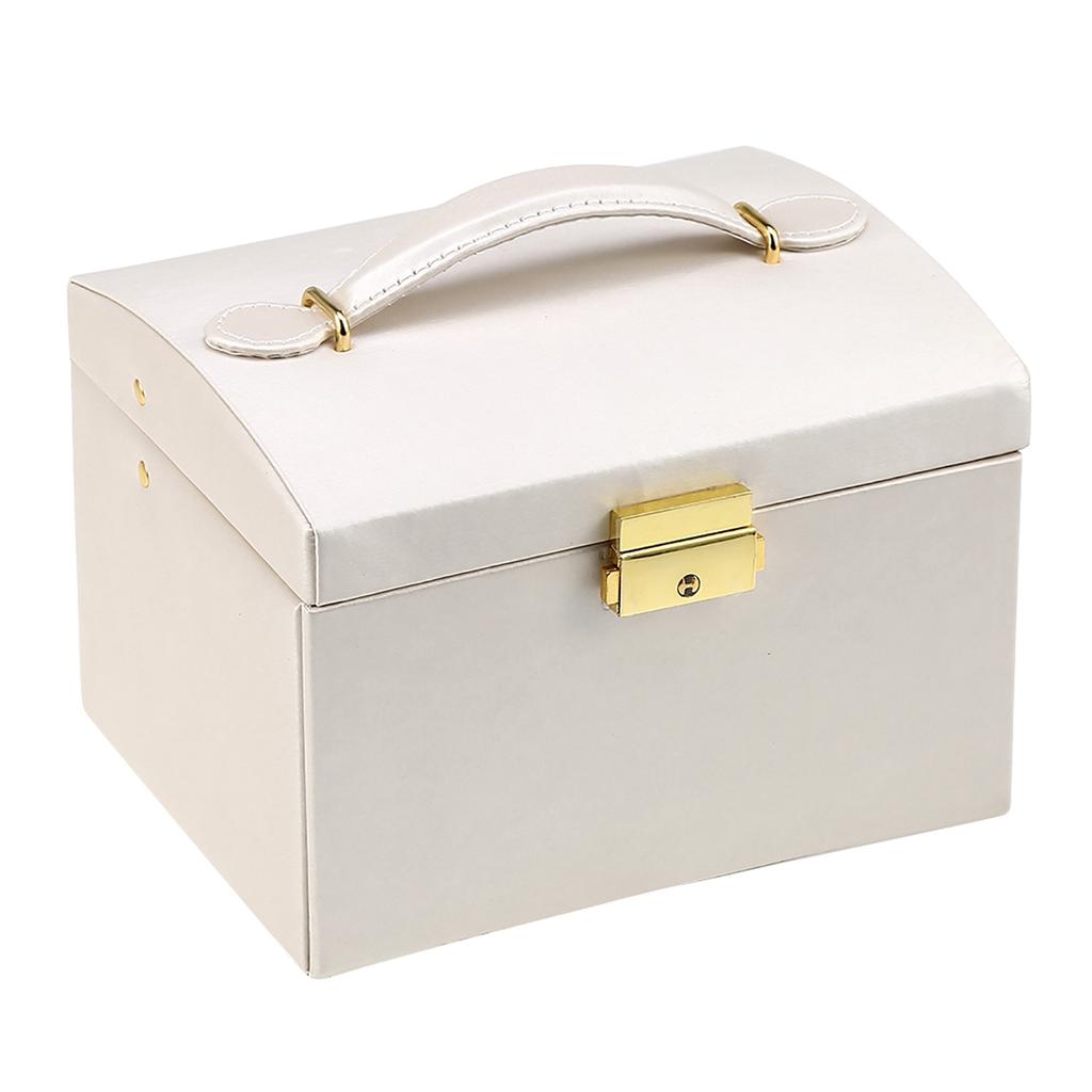 Three Layer Jewelry Storage Organizer Box PU Earring Necklace Display Case Cabinet White?