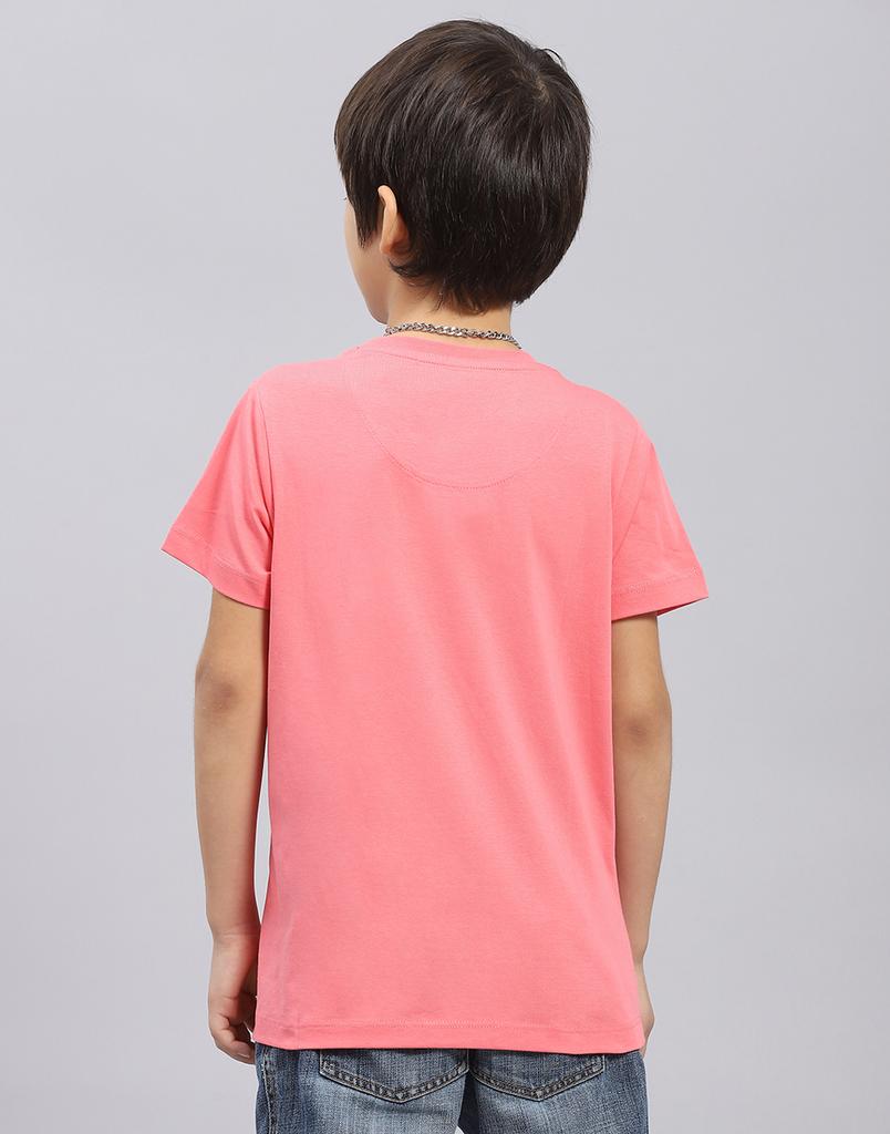 MONTE CARLO Boys Red Printed Round Neck Half Sleeve Regular Fit T-Shirt