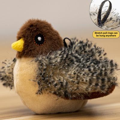 Interactive Cat Toys Flying Bird Cat Toy Flapping Wings Sparrow Toys Vivid Chirping Simulation Bird Interactive Cat Toy