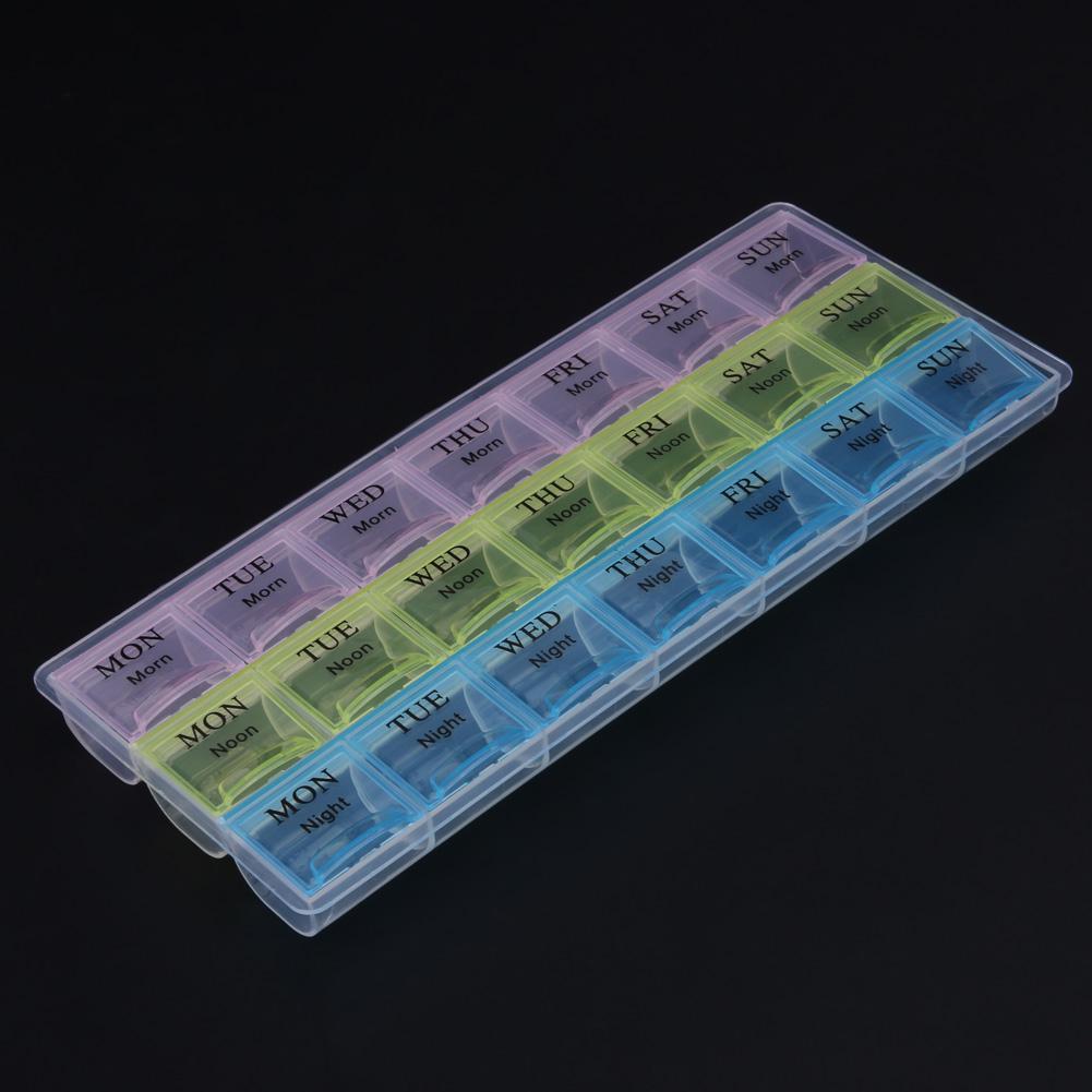 Weekly Pill Organizer 3 Times A Day 7 Day Pill Organizer 21 Compartments Pill Box for Vitamin Fish Oil Supplements