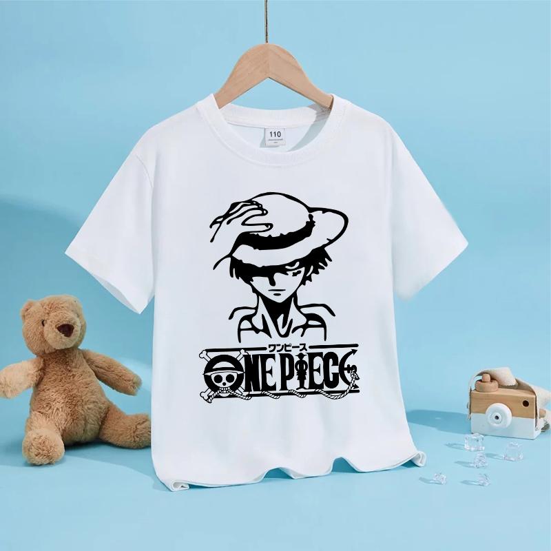 Anime Luffy Zoro Boy T Shirt One Piece Short Sleeve White Tops Summer Children Clothes Toddler Cotton Tee Shirts Baby Clothing