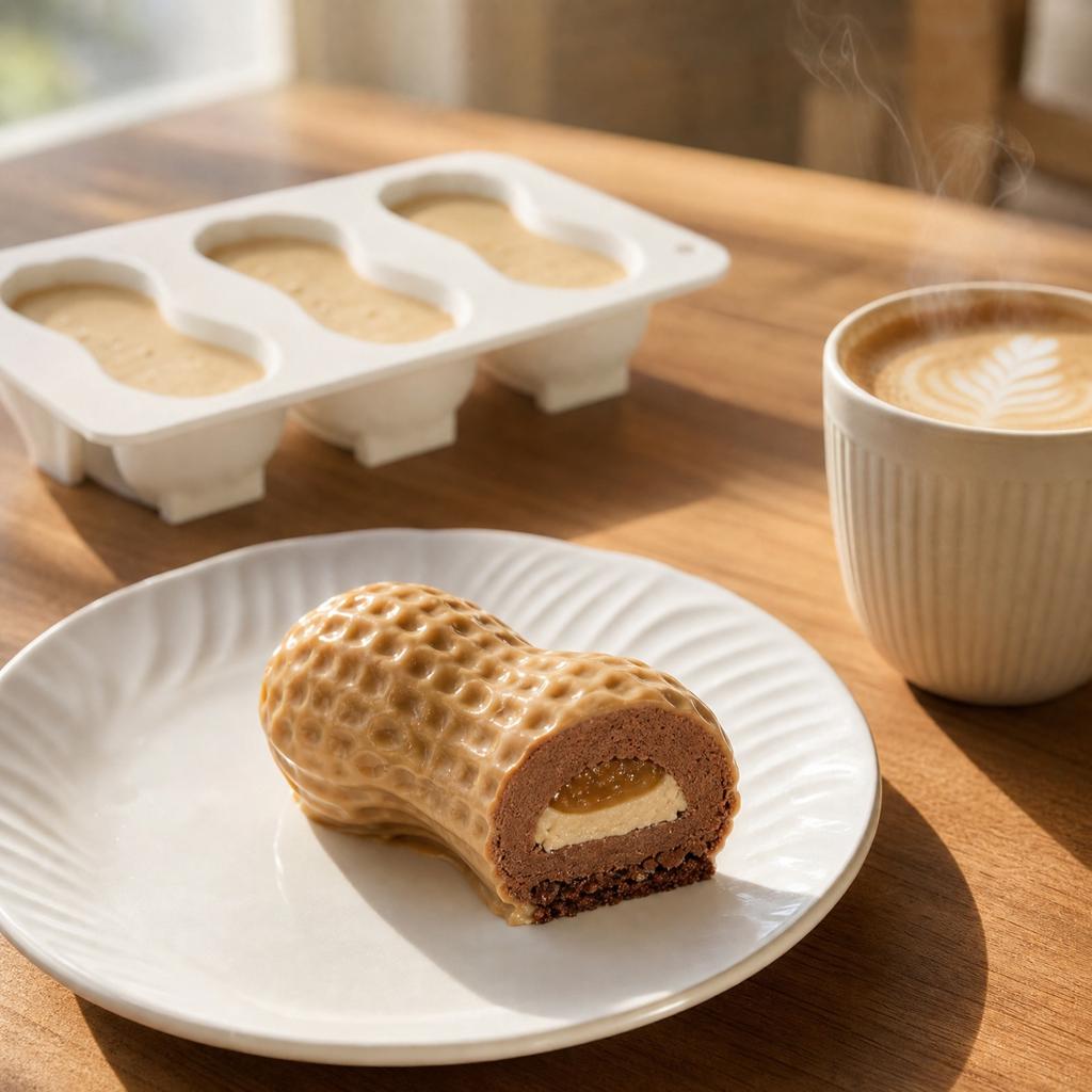 Silicone Peanut Shape Mousse Cake Mold 8 Inch Flexible Non Stick Baking Mold Heat Resistant Easy Release for Pastry Dessert Making