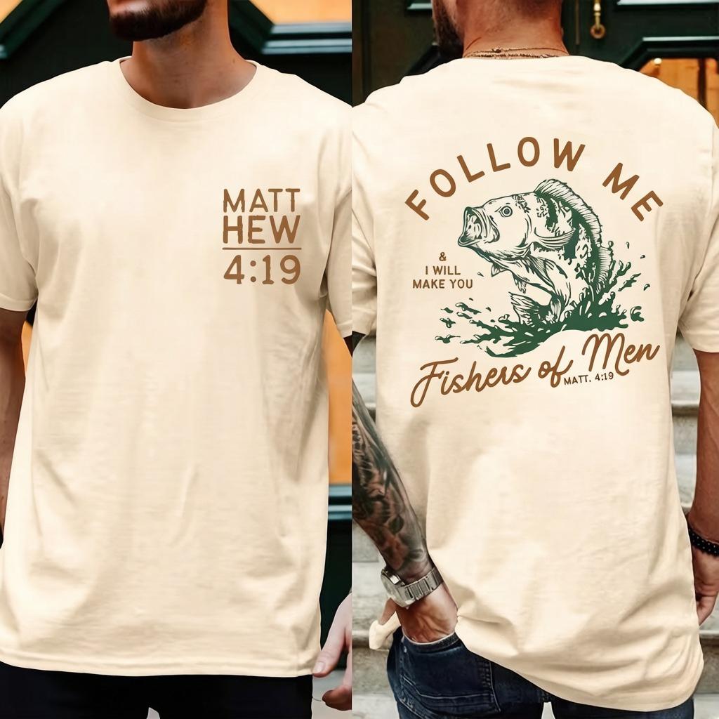 T-shirt Estate Pescatori di Uomini Stampa T-shirt Retro Cristiano Street Top Tee Abbigliamento Cristiano Vintage