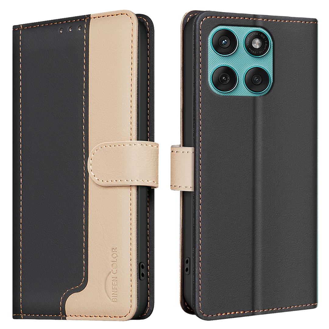 

BINFEN COLOR BF33 For Motorola Edge 60 5G/60 Fusion 5G Leather Case Splicing Color RFID Blocking Wallet Stand Phone Cover A