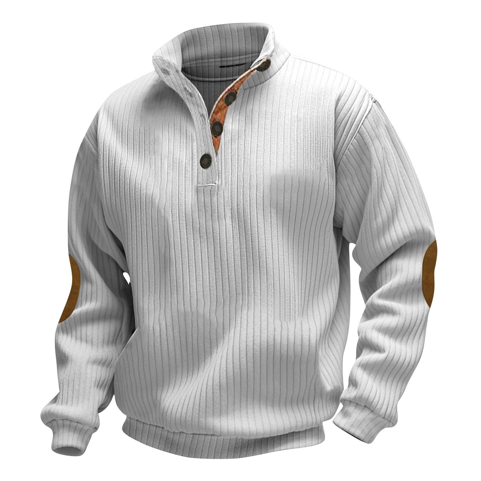 

Men s Stand Collar Long-Sleeve Pullover - Western Cowboy Athletic Stylish Casual Top XL білий