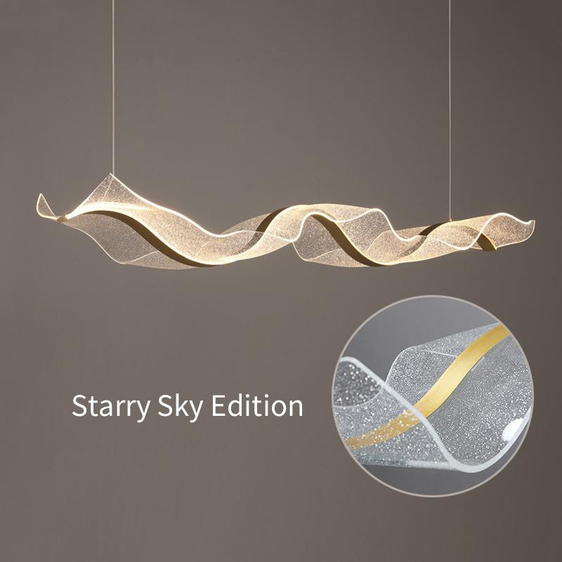 

Современный минималистский ресторан бар стойка люстра креативная длинная волна гостиная офис стойка регистрации светодиодный светильник 3-color light