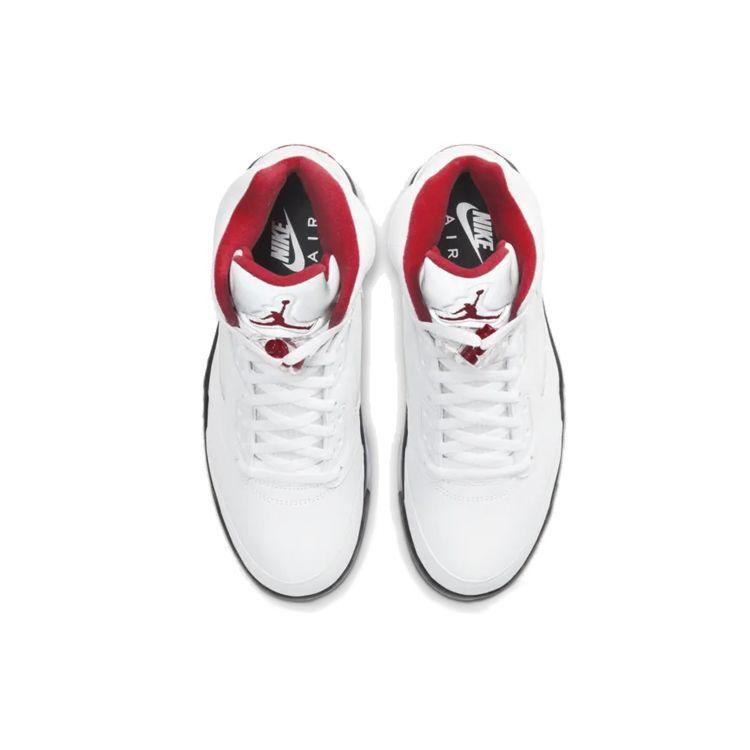 Air Jordan 5 Retro White Fire Red 2020 Unisex Sneakers True-White Black Metallic-Silver DA1911-102