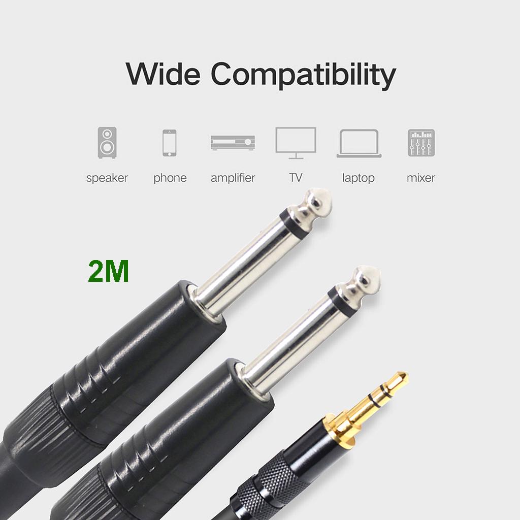 Male 3.5mm1/8  To 6.35mm 1/4 Male TRS Stereo Audio AUX Cable PC For iPod 3/5