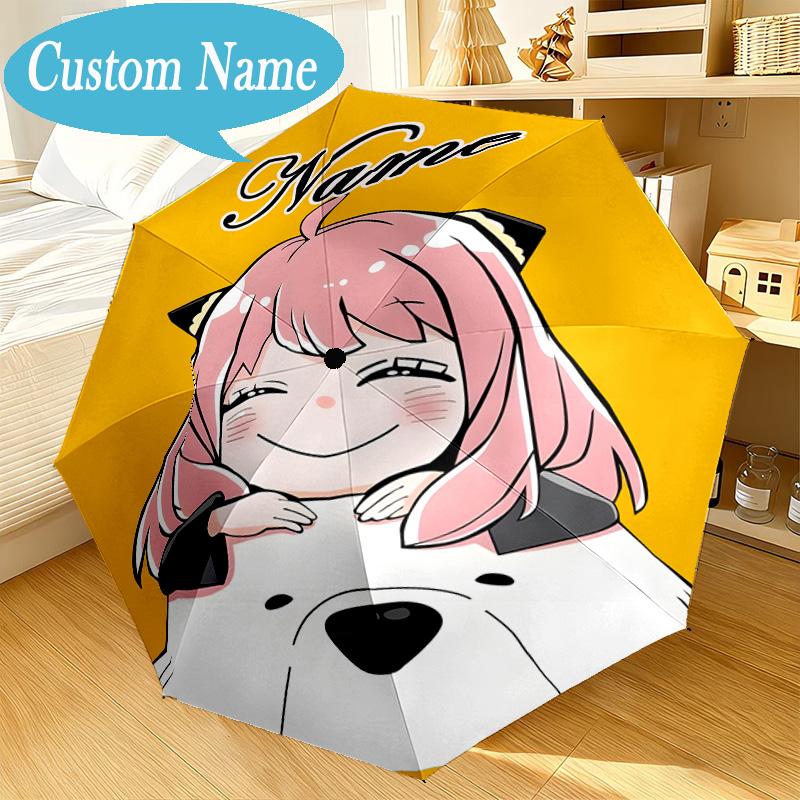 Custom Name Umbrella Adventure Cute Anya Umbrella 8-Frame for Travel, Camping, Casual Lightweight Portable, Essential for Family Gifts