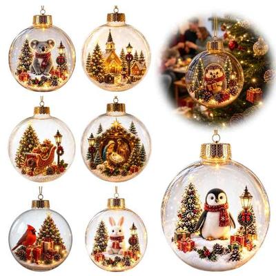 Festliche Innendekorationen Leuchtendes Weihnachtsgeschichte-Ornament, Leuchtende Kugel zum Aufhängen mit warmem LED-Licht, Leuchtende Saisonale Dekoration