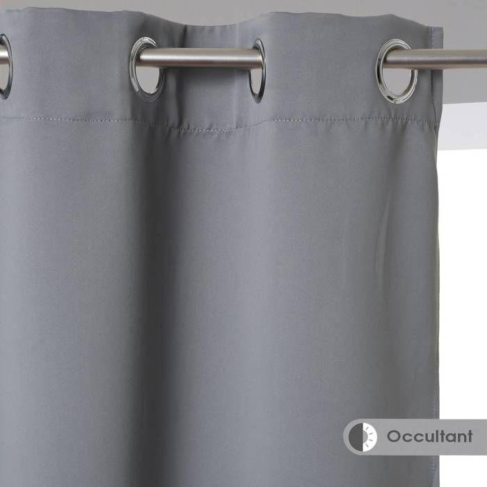 Rideau occultant gris 140x260cm - Atmosphera createur d'interieur