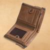 Portfel ze skóry licowej woskowanej z blokadą RFID – wielofunkcyjny, składany na pół, o dużej pojemności, z kieszenią na monety zapinaną na podwójny zamek błyskawiczny i klipsem na pieniądze