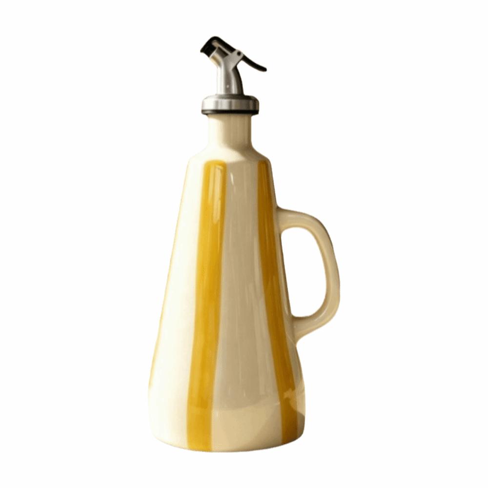 Bouteille à Huile Céramique Forme Cône Motif Citron Vinaigre Condiment Récipient Outil Assaisonnement Cuisine