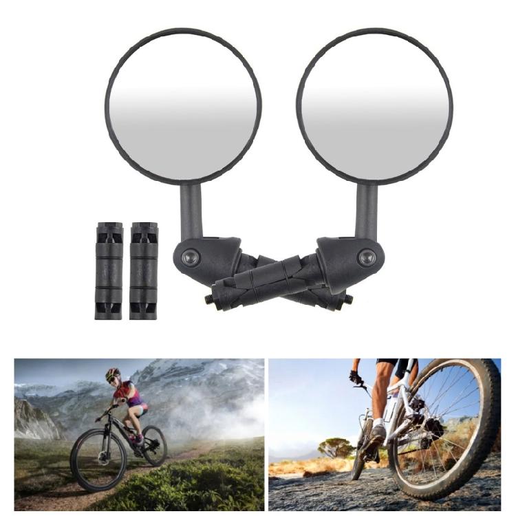 360 Degree Rotation Bike Handlebars Mirror With Gibbous Lens Wide Compatibility For Road Mountain Electric Bicycles