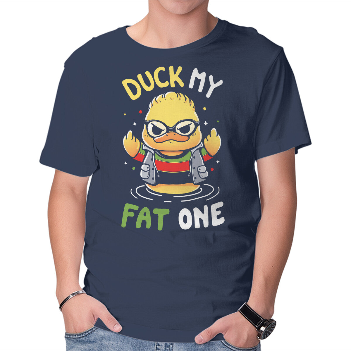 Unisex Crew Neck T-Shirt Duck My Fat One Graphic Short Sleeve Casual Tee XXXL