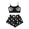 Women's Halloween Pajama Set with Vintage Floral Print Sleeveless Cami Top and Shorts Sleepwear
