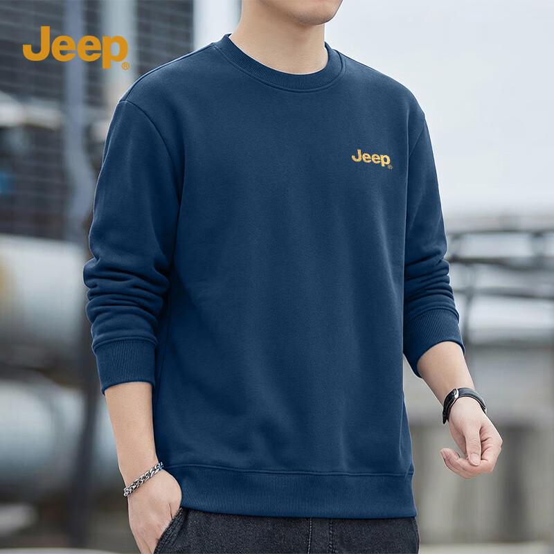 

JEEP Men s Thickened Fleece Logo Print Crewneck Sweatshirt M