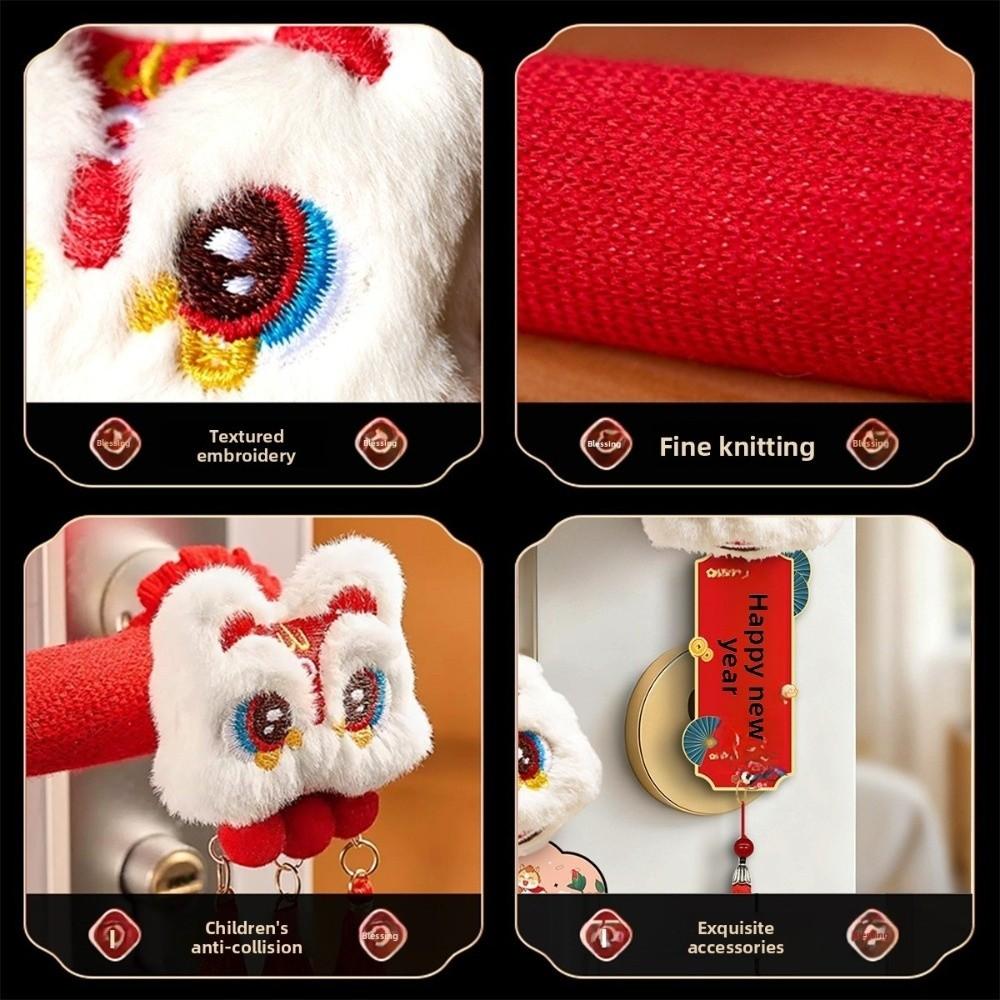 2026 New Year Door Knob Cover Anti-Static Handmade Door Knob Protector Antifreeze Hands Anti-Collision Lion Dance Pendant