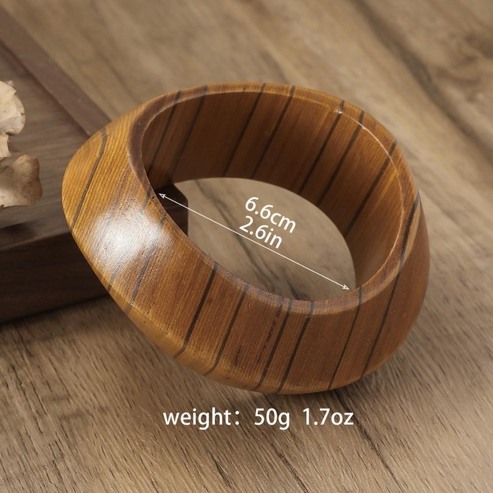 Square Wood Grain Bangle Geometric Burlywood Hand Ring Simple Wooden Bracelet  Daily