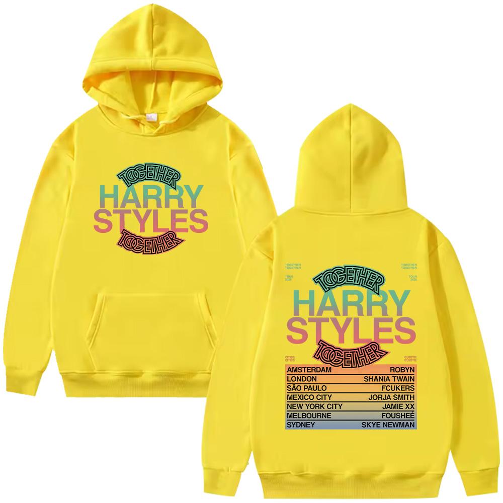 

HarryStyle Together Tour 2026 Hoodies Long Sleeve Hooded Sweatshirts Trendy Women Men Clothing Casual Pullovers High Street XS жовтий