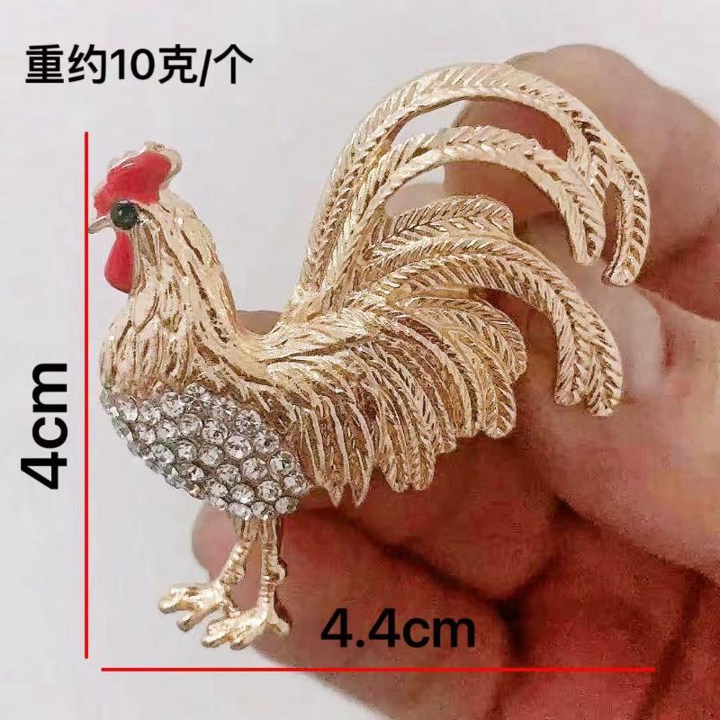 [Professional Chicken] Zodiac Chicken Brooch Men's and Women's Life Jewelry Cute Gold Corsage Badge