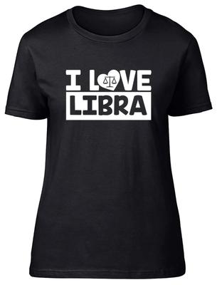 I Love Libra Zodiac Fitted Womens Ladies T Shirt