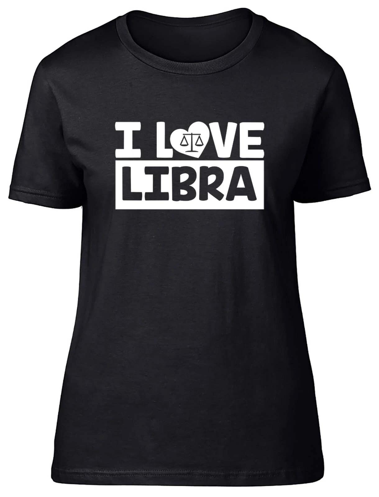 I Love Libra Zodiac Fitted Womens Ladies T Shirt XXL