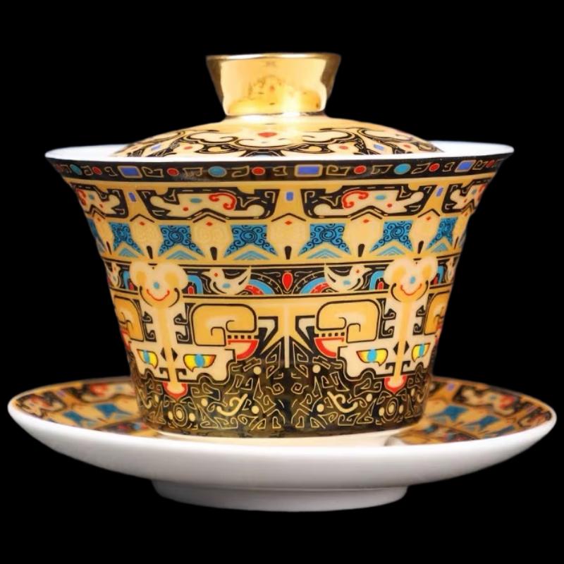 Shangqi Mutton Fat Jade Porcelain Tea Bowl with Lid