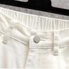 DIMANAF 2025 Taglie Forti Jeans Estivi Pantaloni Donna Pantaloncini Elasticizzati Larghi Casual Strappati Pantaloni Basic in Denim Bianco 5XL