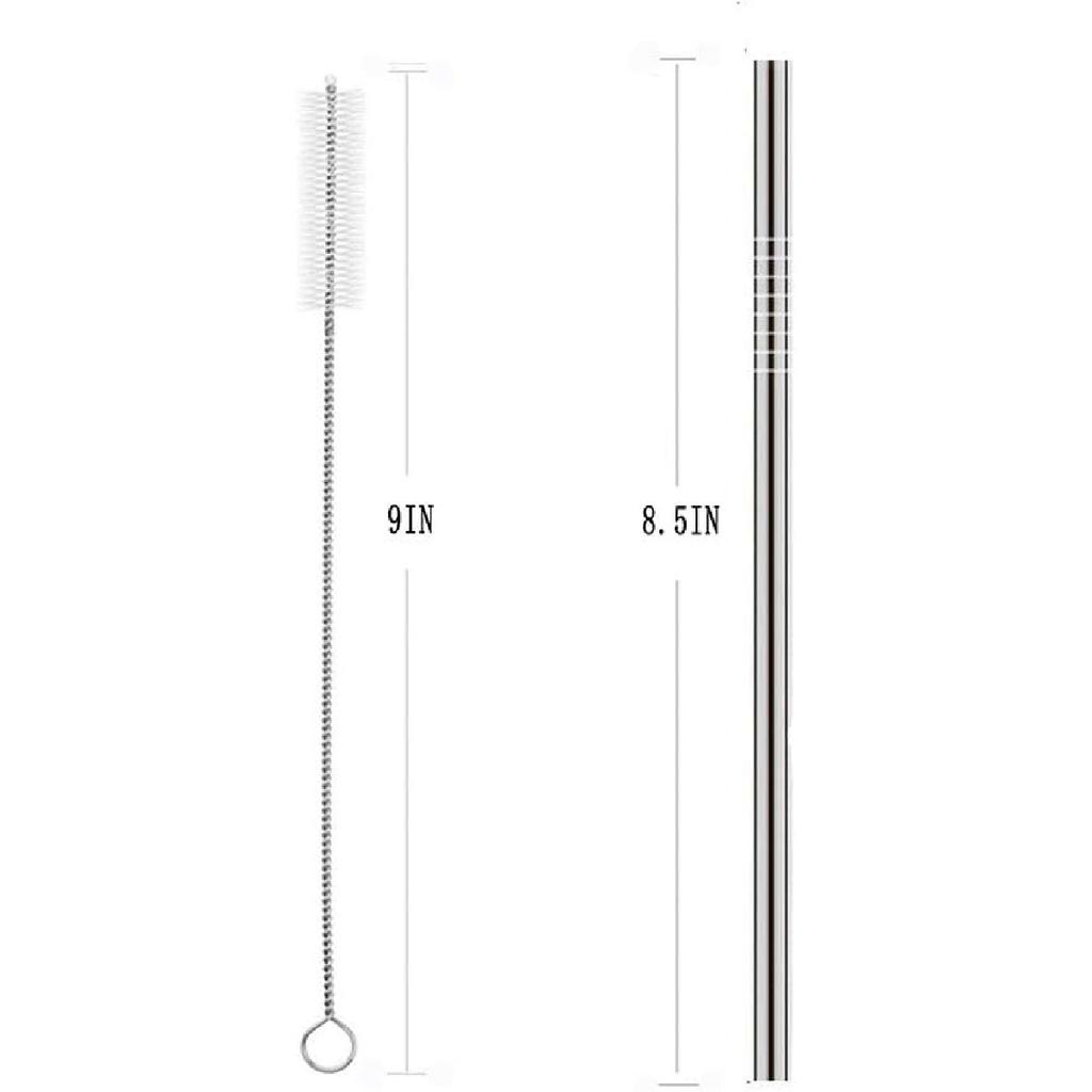 25 Piece Set Stainless Steel Straws Long 8.5 Inch Drinking Metal Straws Reble Drinking Straws for 20 OZ (20 Straight| 5 Brushes)