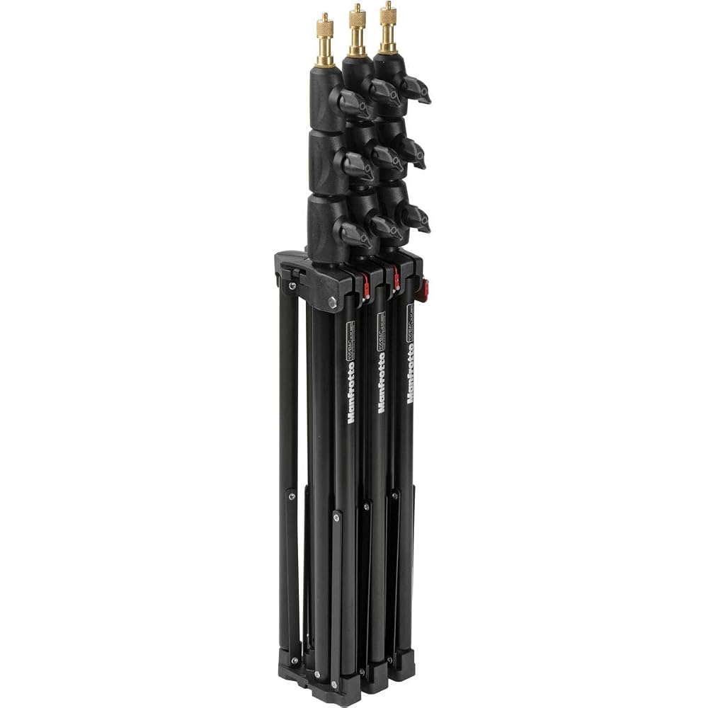 Manfrotto Compact Light Stand, 3-Section, Aluminum, Male Spigot Compatible, 1052BAC