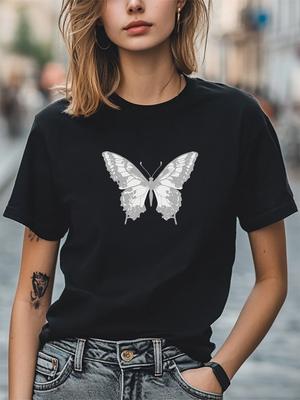 Butterfly Art Graphic Women Men T-Shirt Trendy Tee Casual T-shirt Unisex T-Shirt