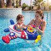 Inflatable Airplane Swim Ring with Steering Wheel for Kids, Thickened Water Seat Ring Pool Toy for Toddlers