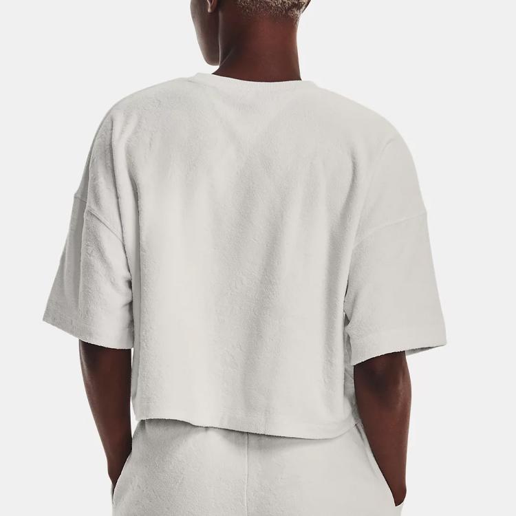 Under Armour Journey Solid Color Loose Fit Crew Neck Pullover Short Sleeve T-Shirt Women Tops Misty-Grey 1376914-006