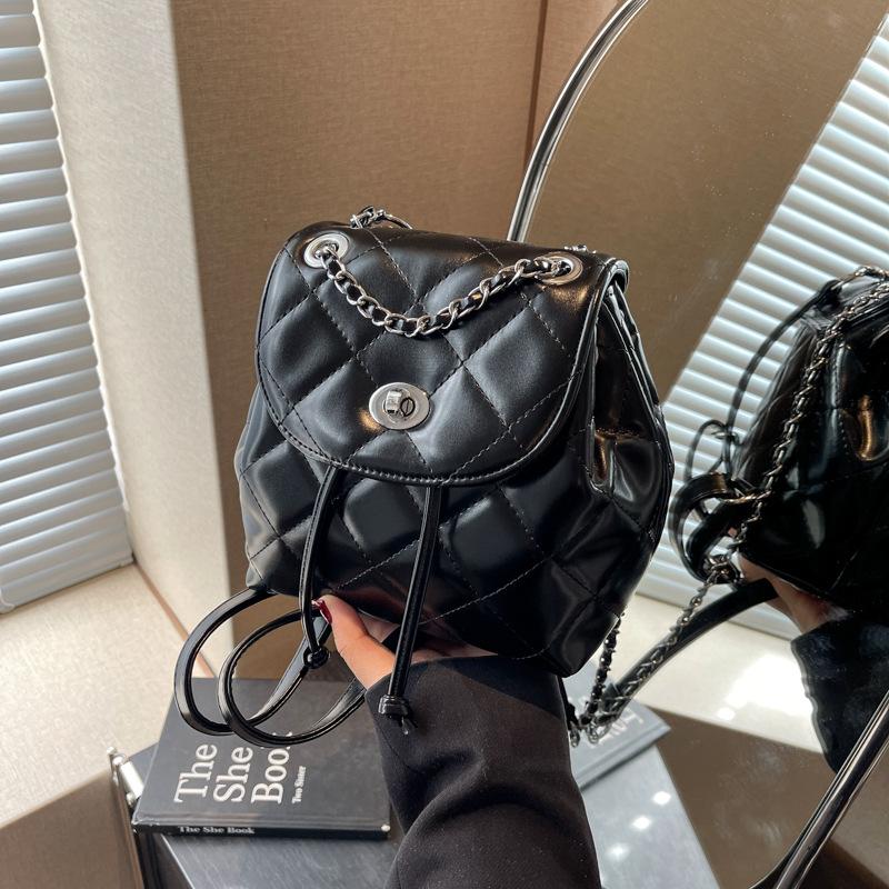 Petit Sac à Dos Coréen Décontracté à Chaîne Maille Diamant, Nouveau Sac Bandoulière Croisée Monochambre Élégant, Tendance Sac de Voyage