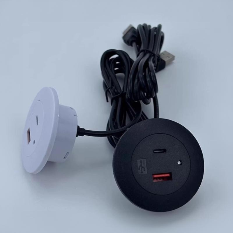 Multifunctional 2.0A 5V USB Type C Embedded Charger Furniture Desktop Power Socket for Sofa Home Office Use