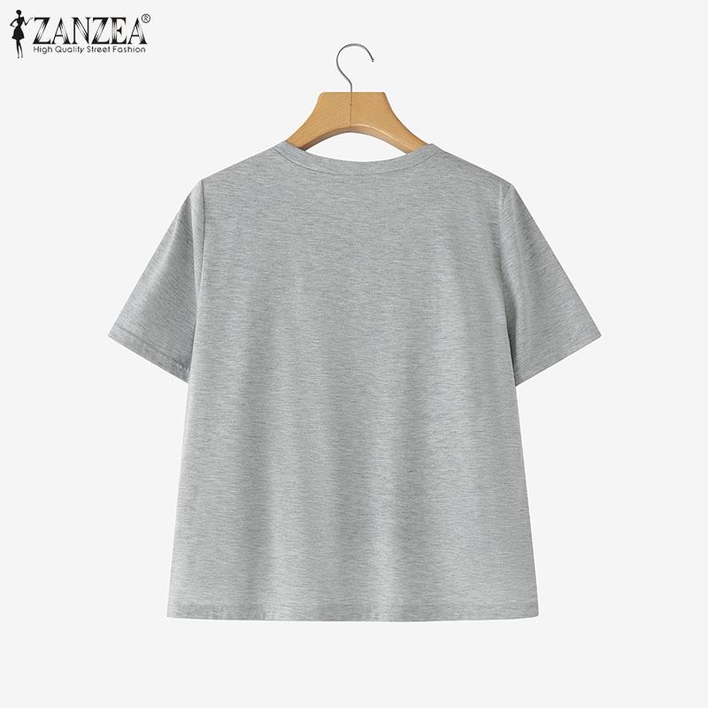 ZANZEA Women Casual Lace Patchwork Fake Two Piece Short Sleeve T-Shirts