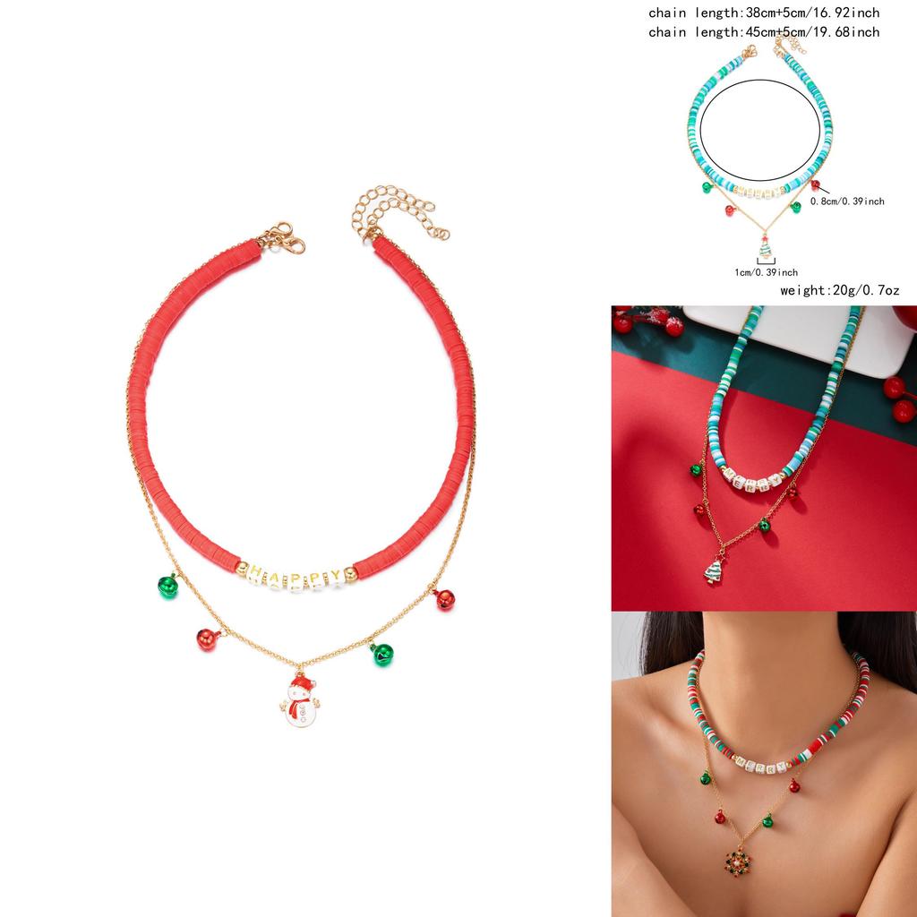 Seasonal Santa Claus Necklace With Snowflake And Bell Charms For Christmas Celebrations