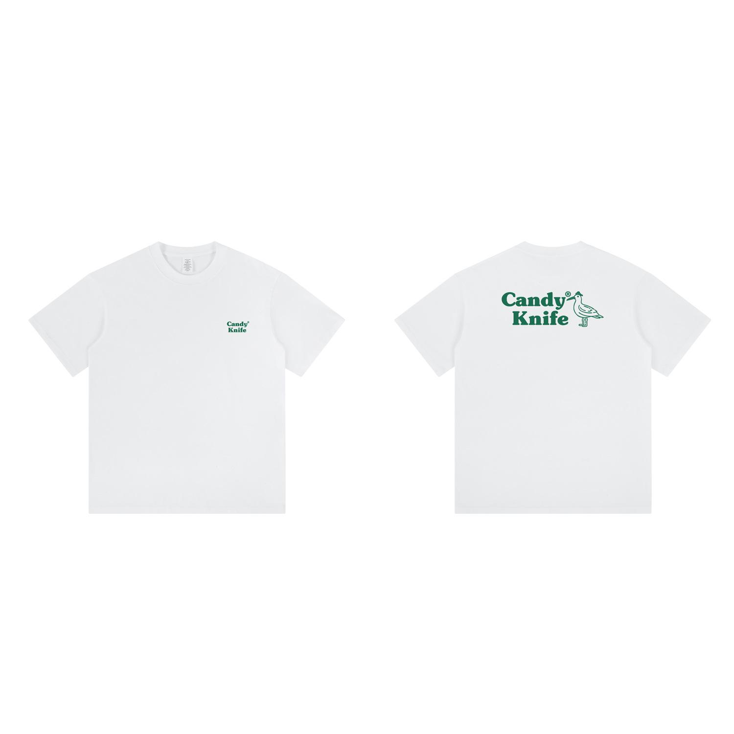 

Мужская футболка свободного кроя с коротким рукавом и принтом чайки, хлопок, круглый вырез Small белый